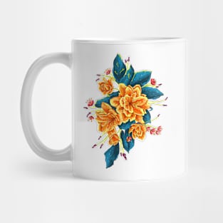 bunch of flowers with blue leaves Mug